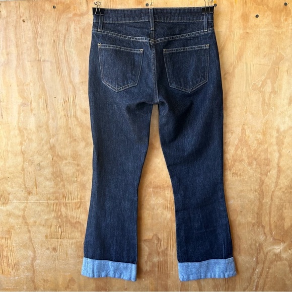 Frame Le Crop Mini Boot Rolled Hem Dark Wash Denim Jean - Picture 5 of 14